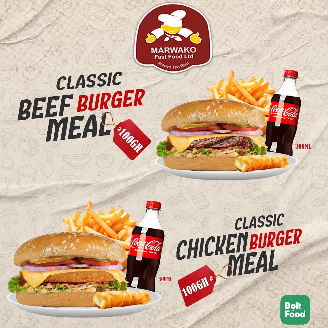 🍔 Marwako Classic Beef Burger Meal Deal! 🎉