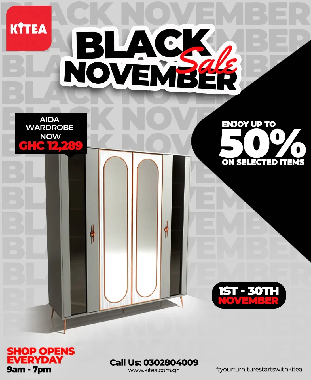 🛋️Kitea Ghana Black November 🖤 Up to 50% Off Sale 🔥