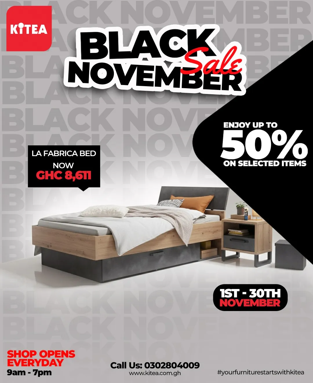 🛋️Kitea Ghana Black November 🖤 Up to 50% Off Sale 🔥