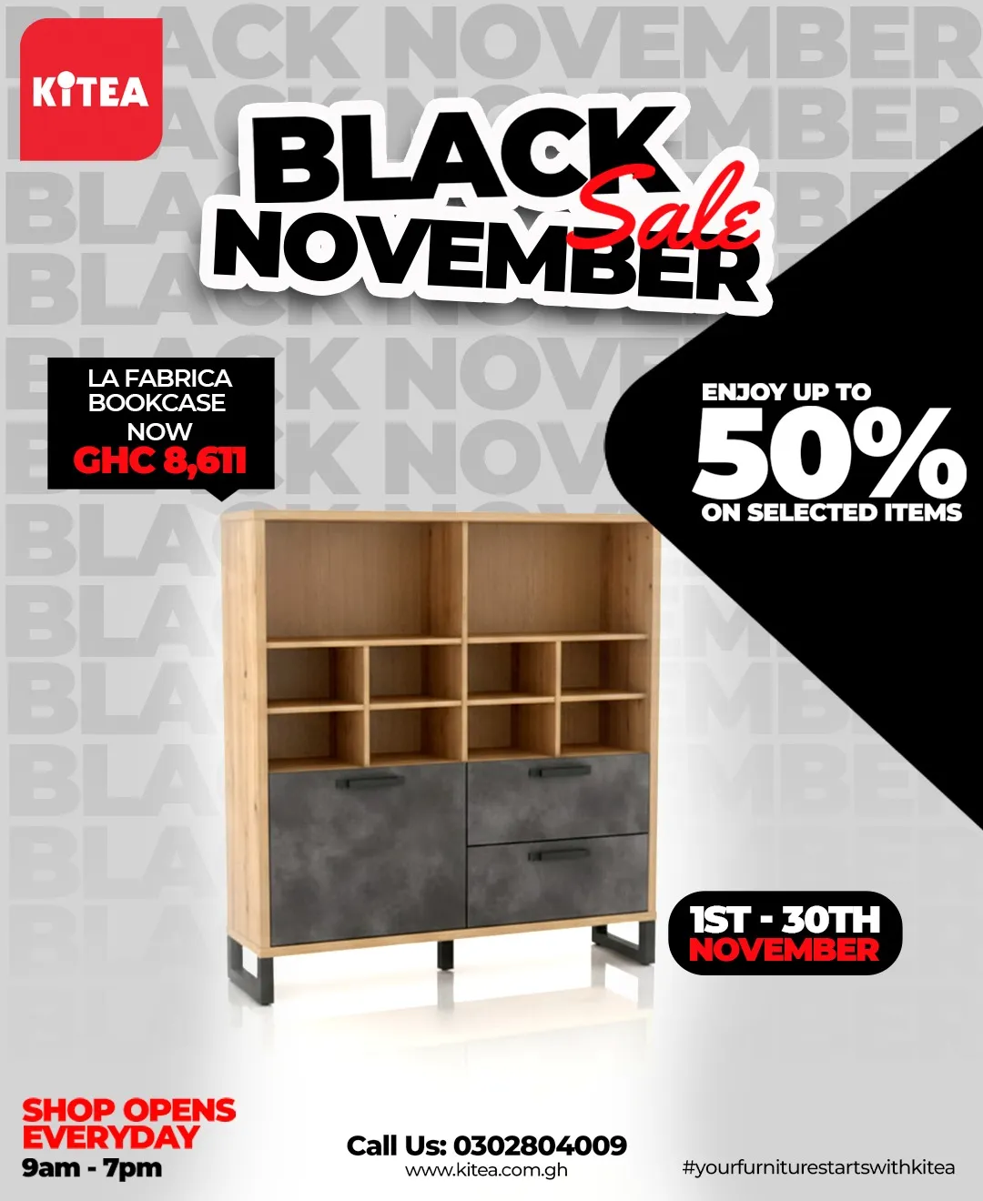 🛋️Kitea Ghana Black November 🖤 Up to 50% Off Sale 🔥