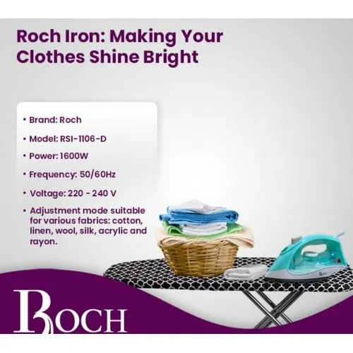 💨 Roch Electric Steam Iron RSI-1106-D | 🟢 Smooth Glide, Powerful Steam!